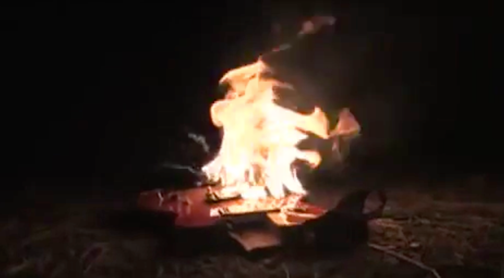 Ryan Ross' guitar on fire 